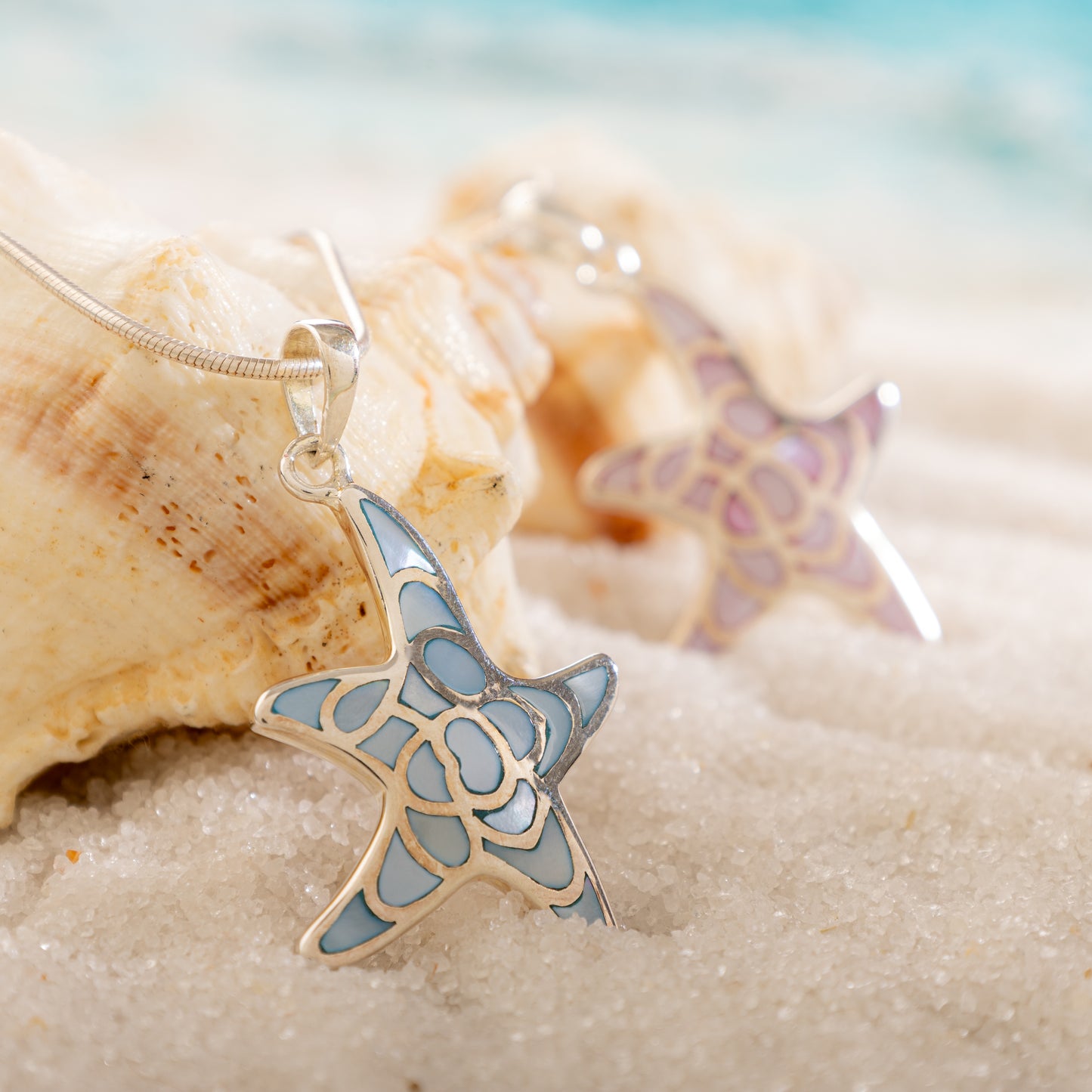 Silver MOP Star Fish Pendants