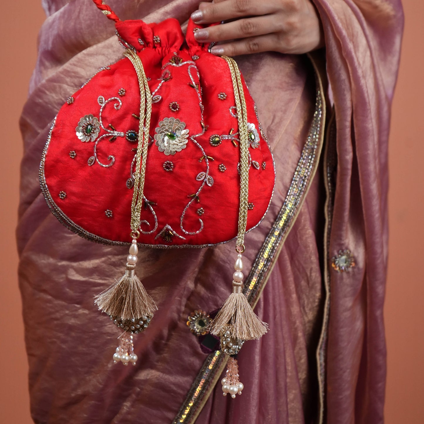 Rangrez Red Hand Embroidered Limited Edition Potli