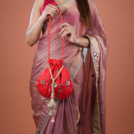 Rangrez Red Hand Embroidered Limited Edition Potli