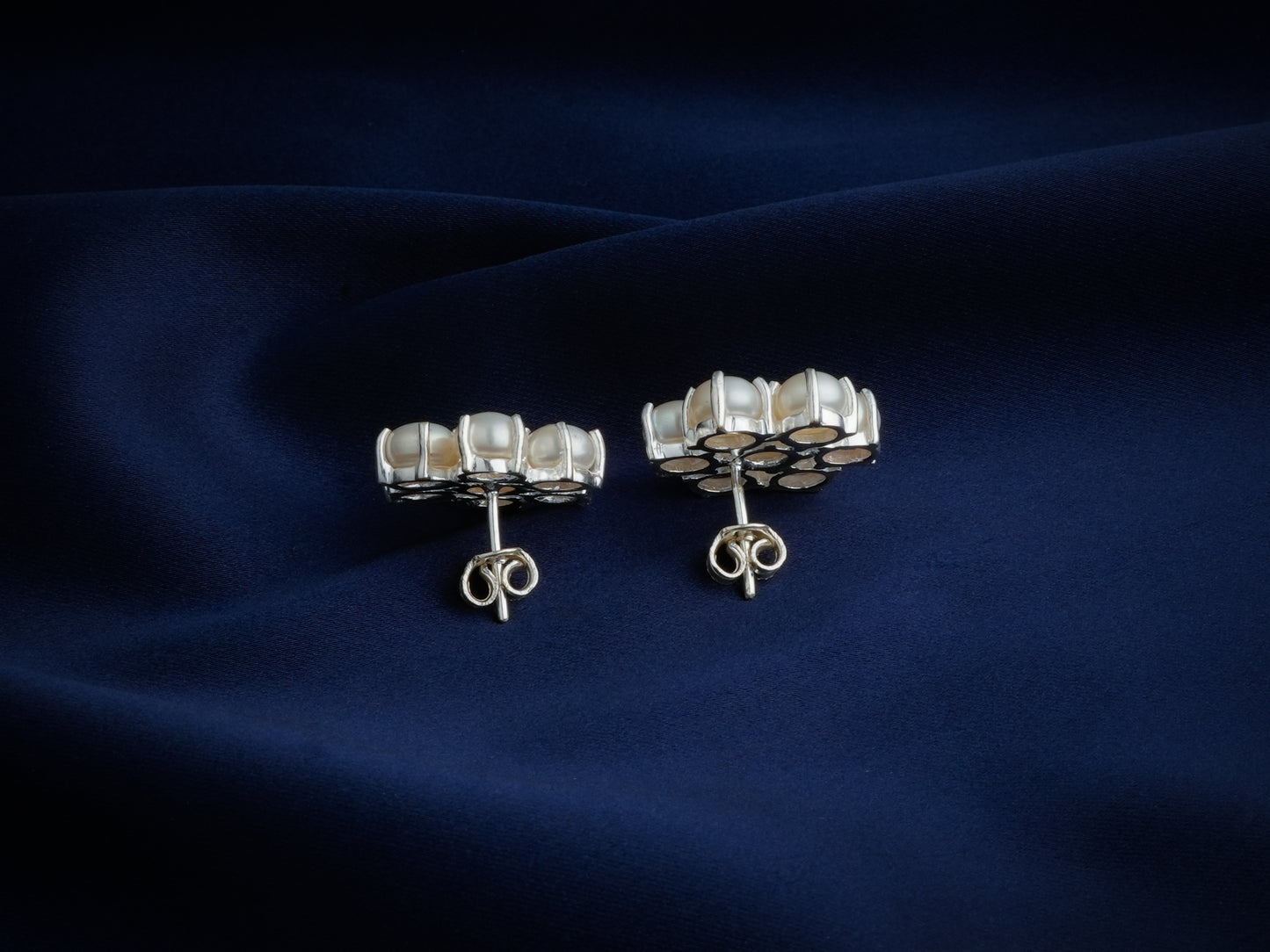 Pearl Flower Silver Studs