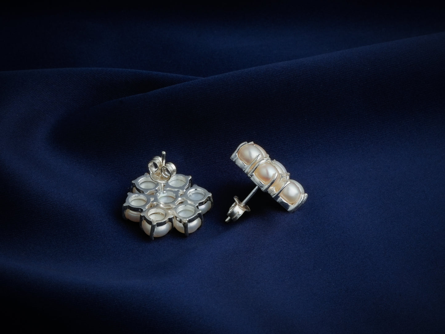 Pearl Flower Silver Studs
