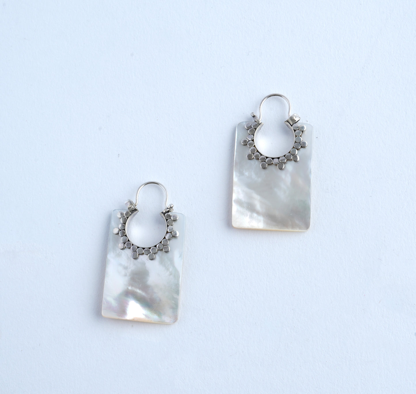 Mother-of-Pearl Rectangle Hoops