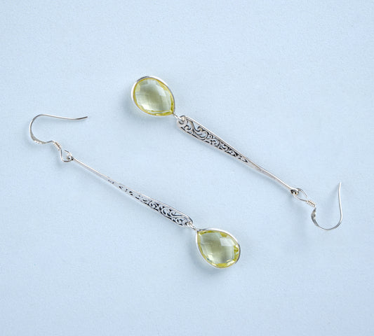 Silver Citrine Crystal Danglers