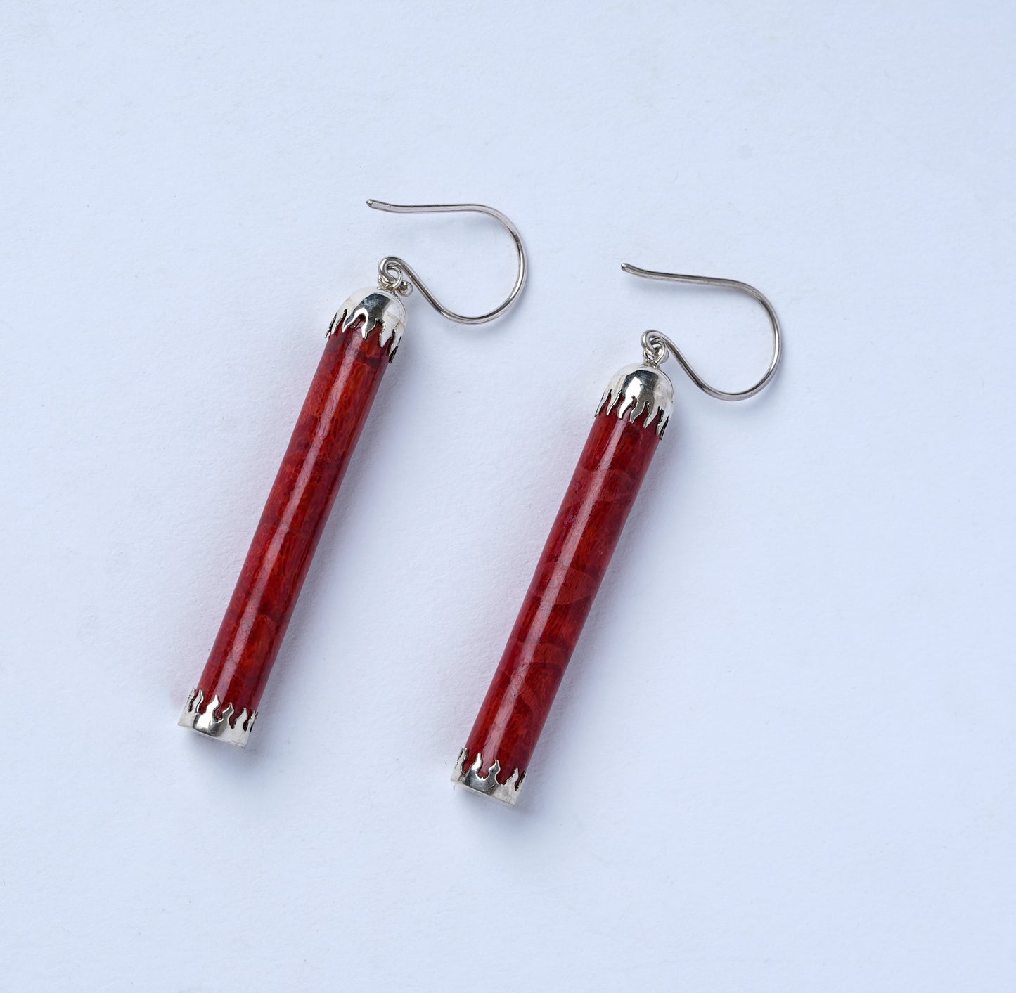 Coral Cylinder Earrings