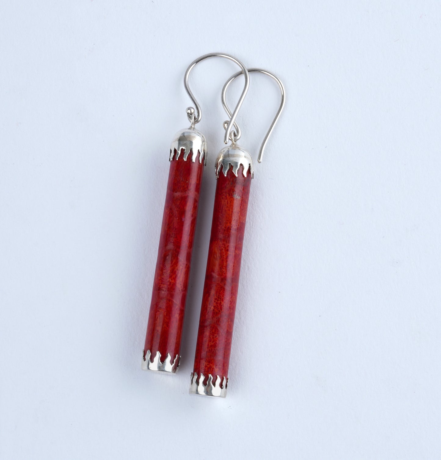 Coral Cylinder Earrings
