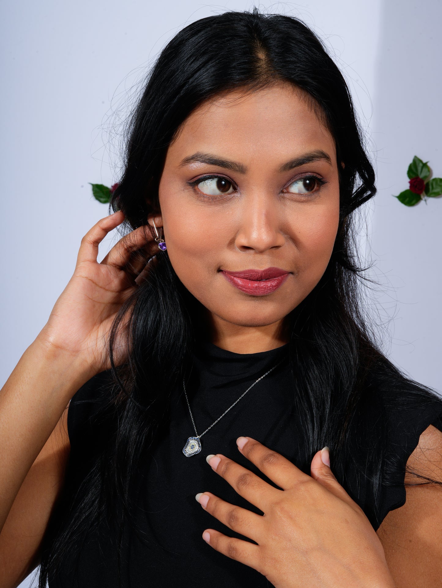 Flying Saucer Silver Zircon Necklace