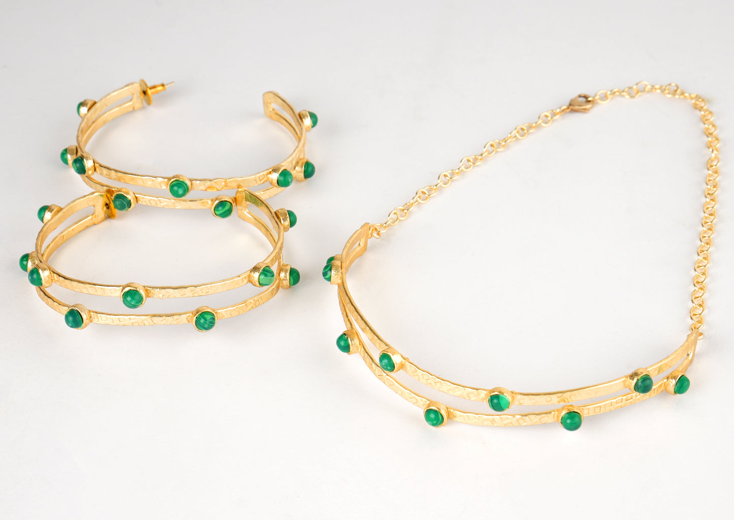 Malachite Choker with Hoops