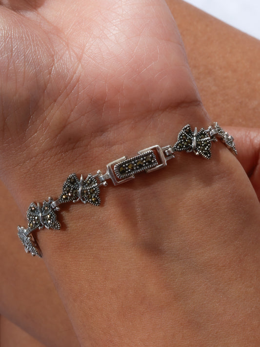 Butterfly Silver Marcasite Bracelet
