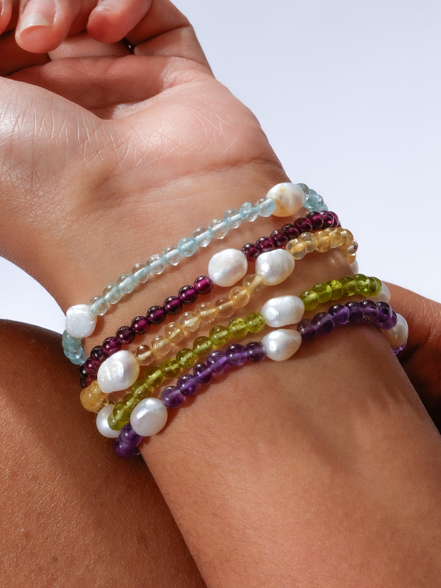 Multi Stone Pearls Bracelet