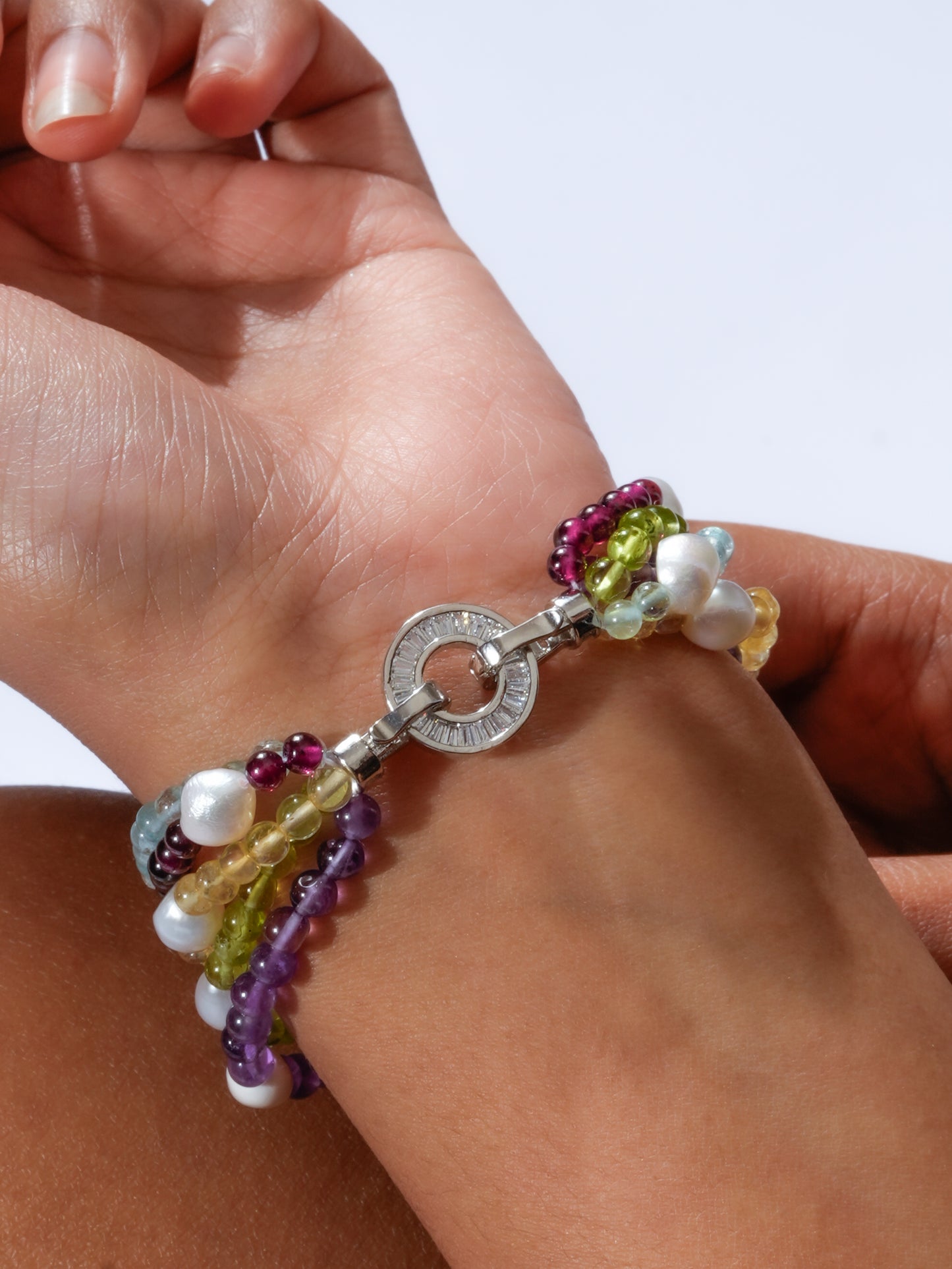Multi Stone Pearls Bracelet