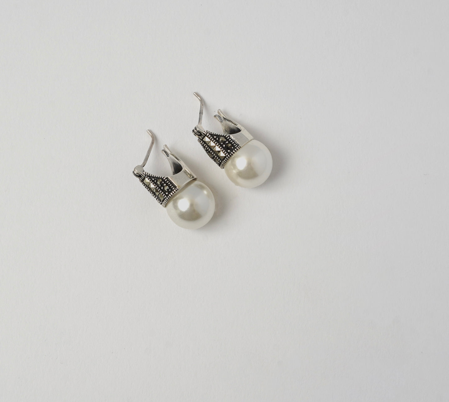 Marcasite Pearl Earrings