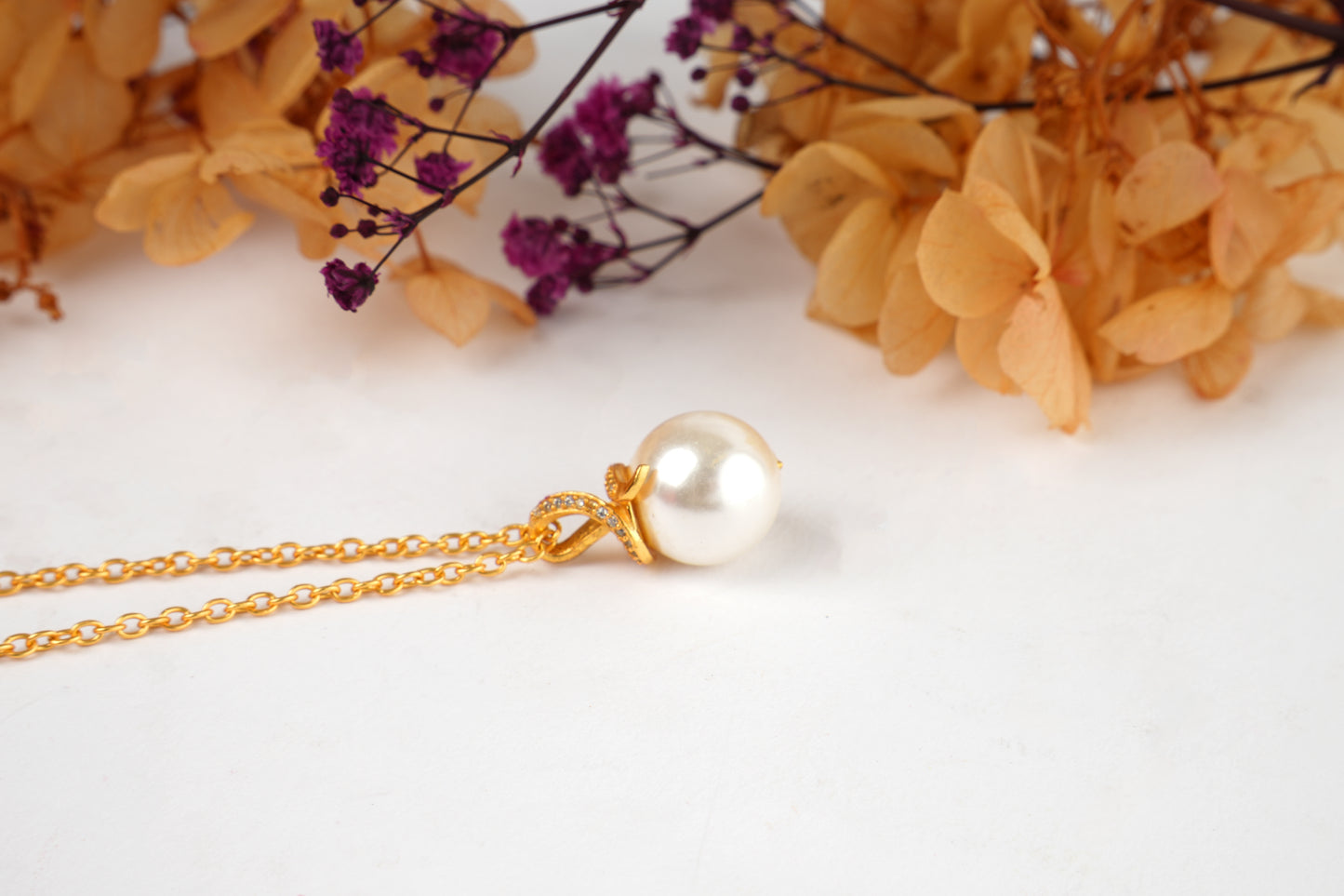 Golden CZ Pearl Set