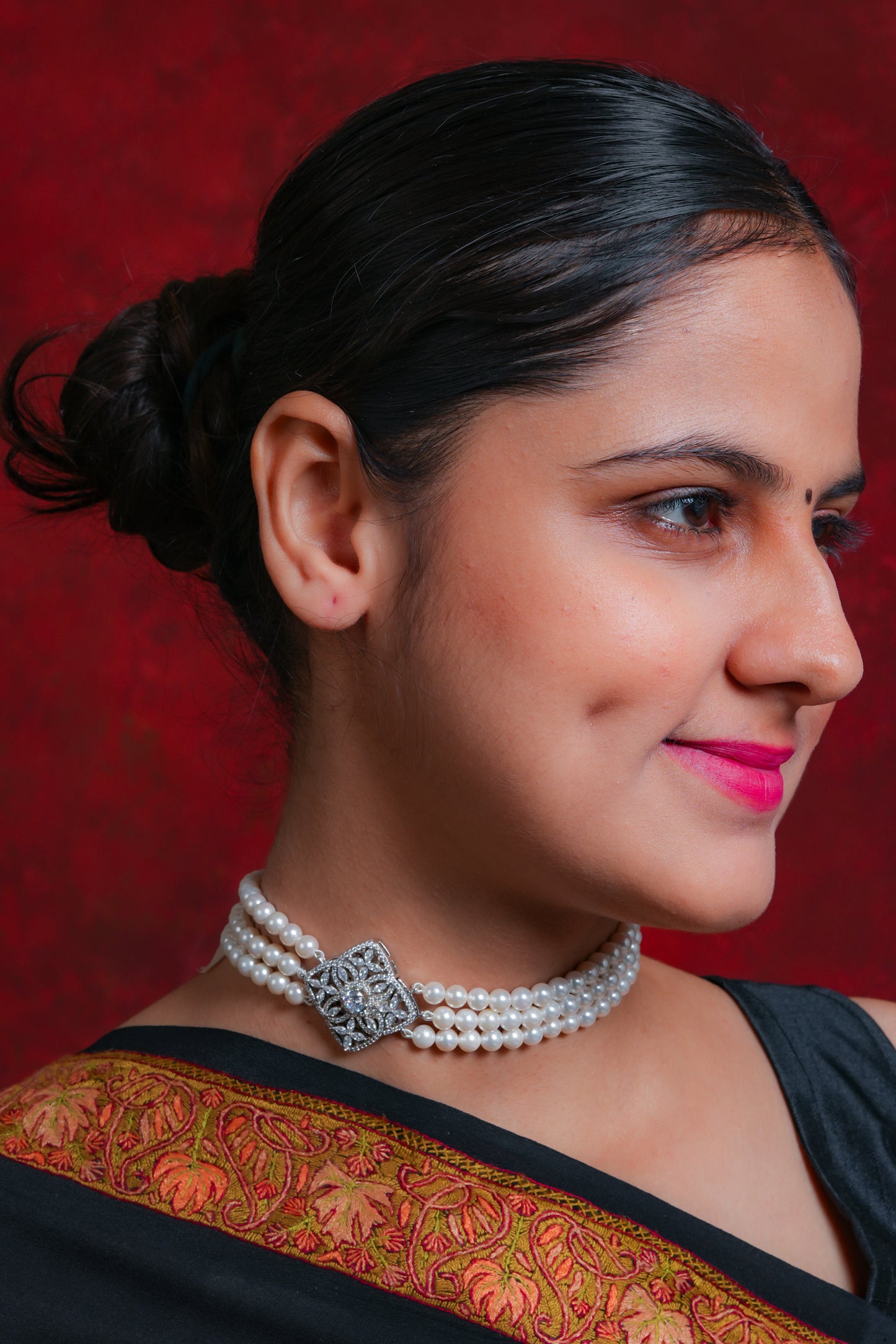 My Love Layered Pearl Brooch Necklace