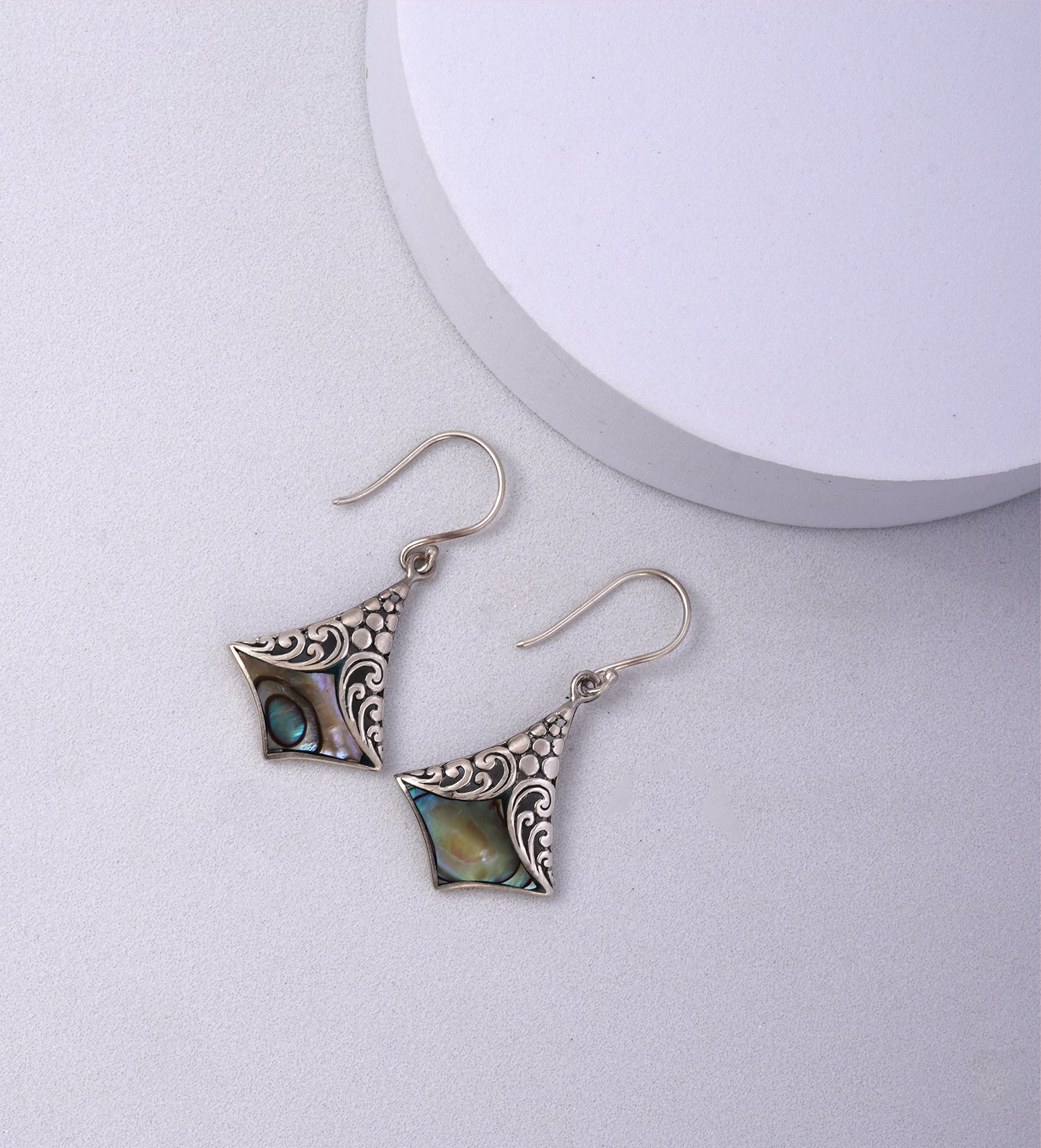 Pyramid Drop Abalone Earrings