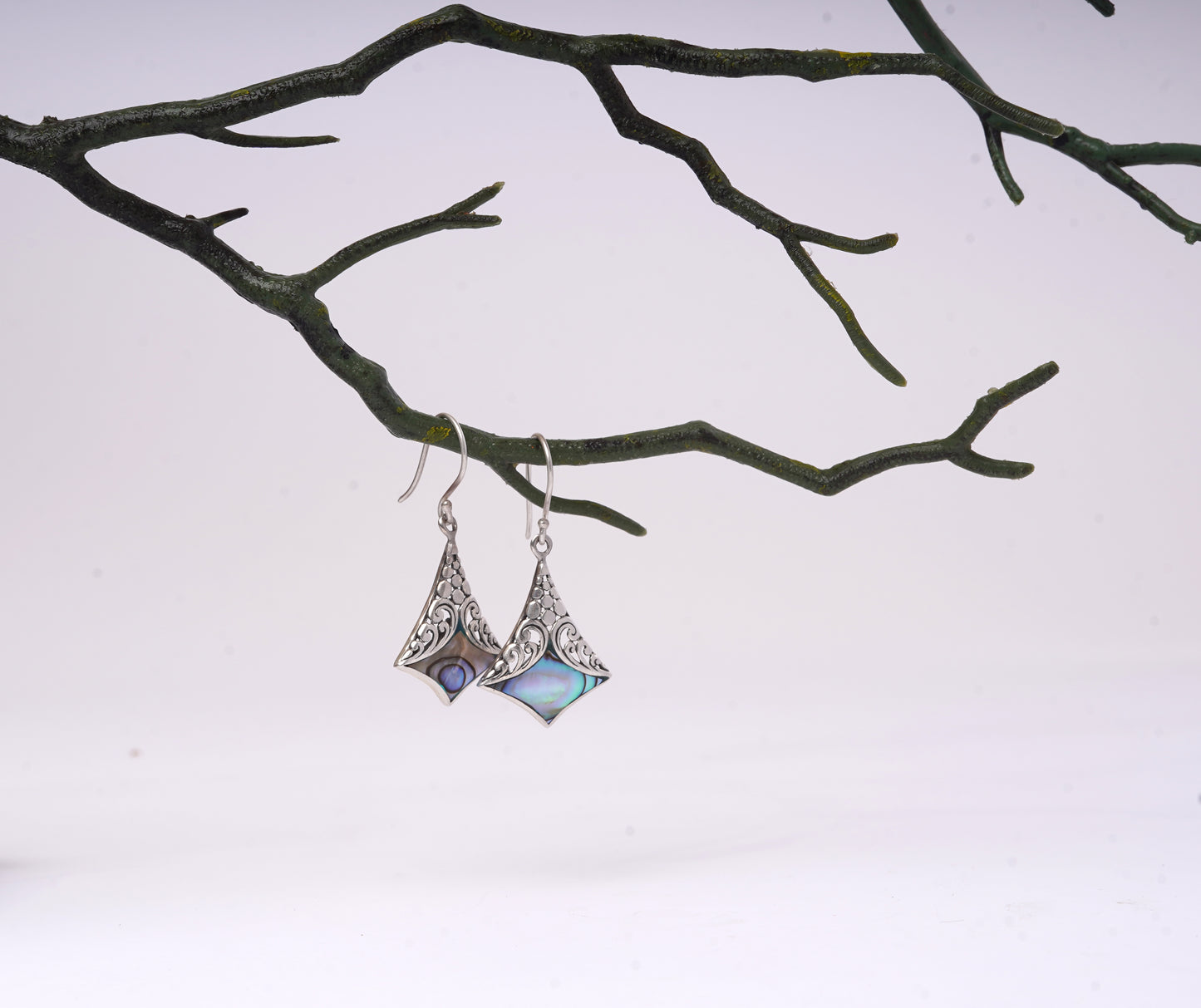 Pyramid Drop Abalone Earrings
