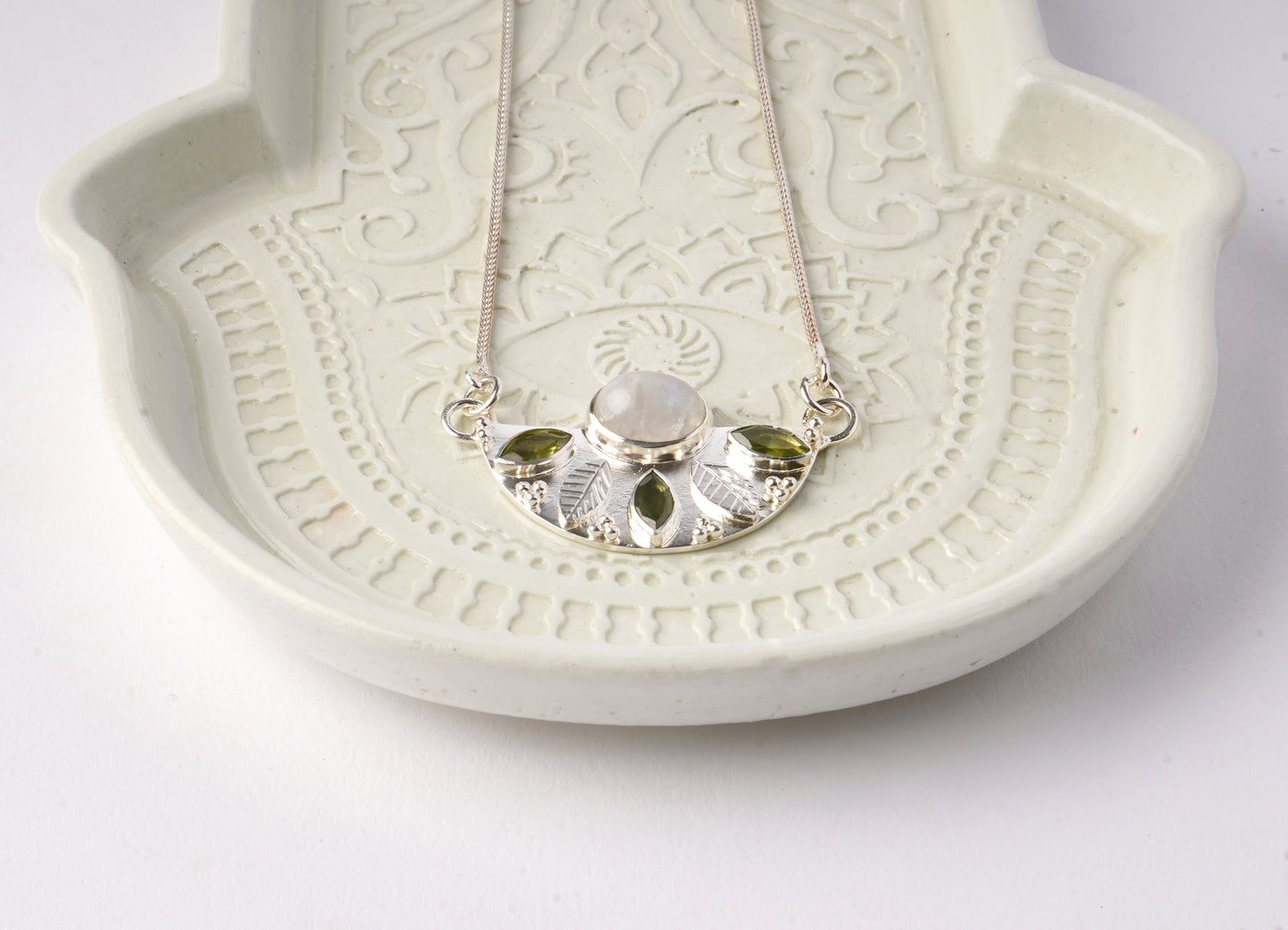 Rainbow Moonstone and Peridot Necklace