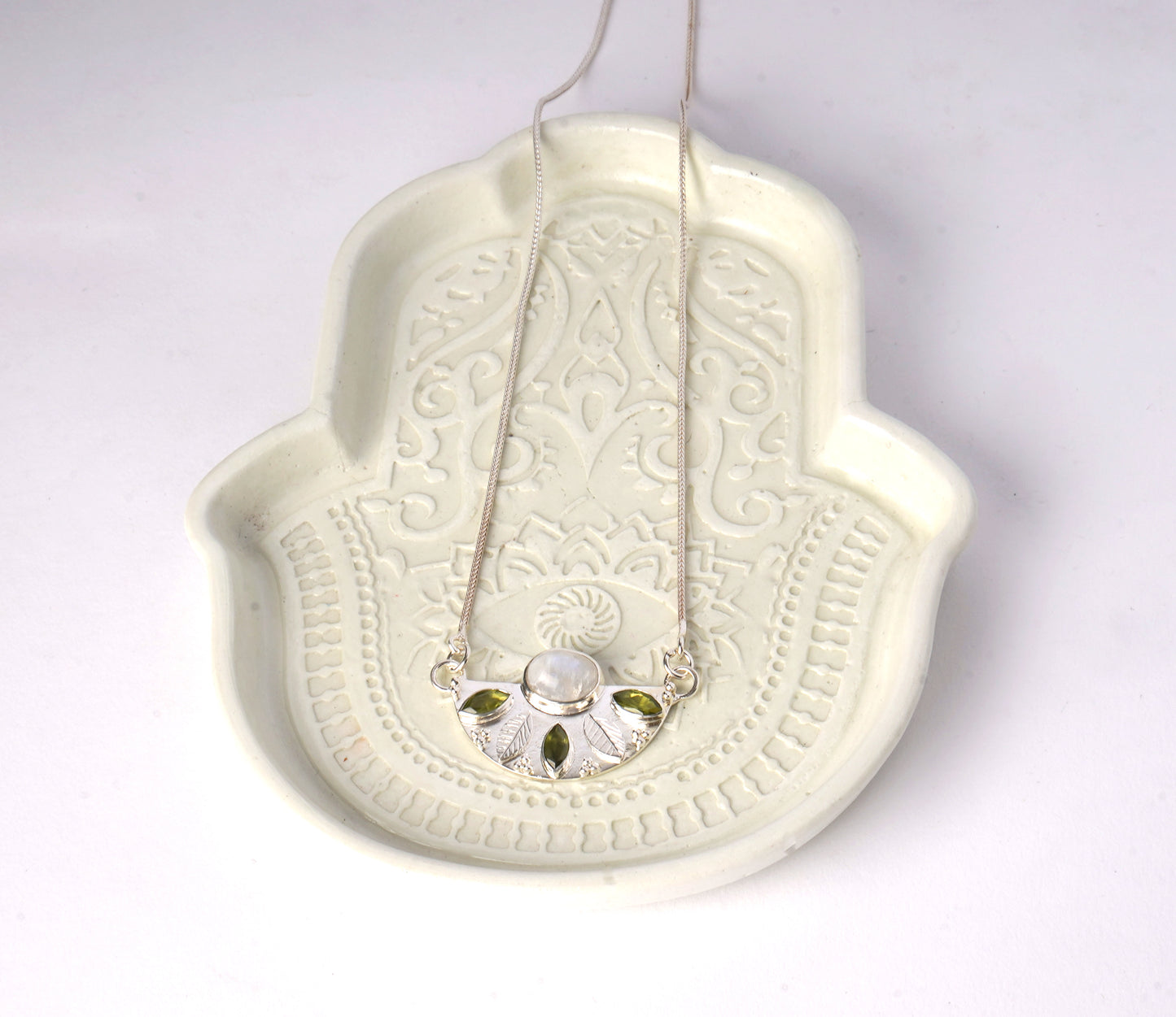 Rainbow Moonstone and Peridot Necklace