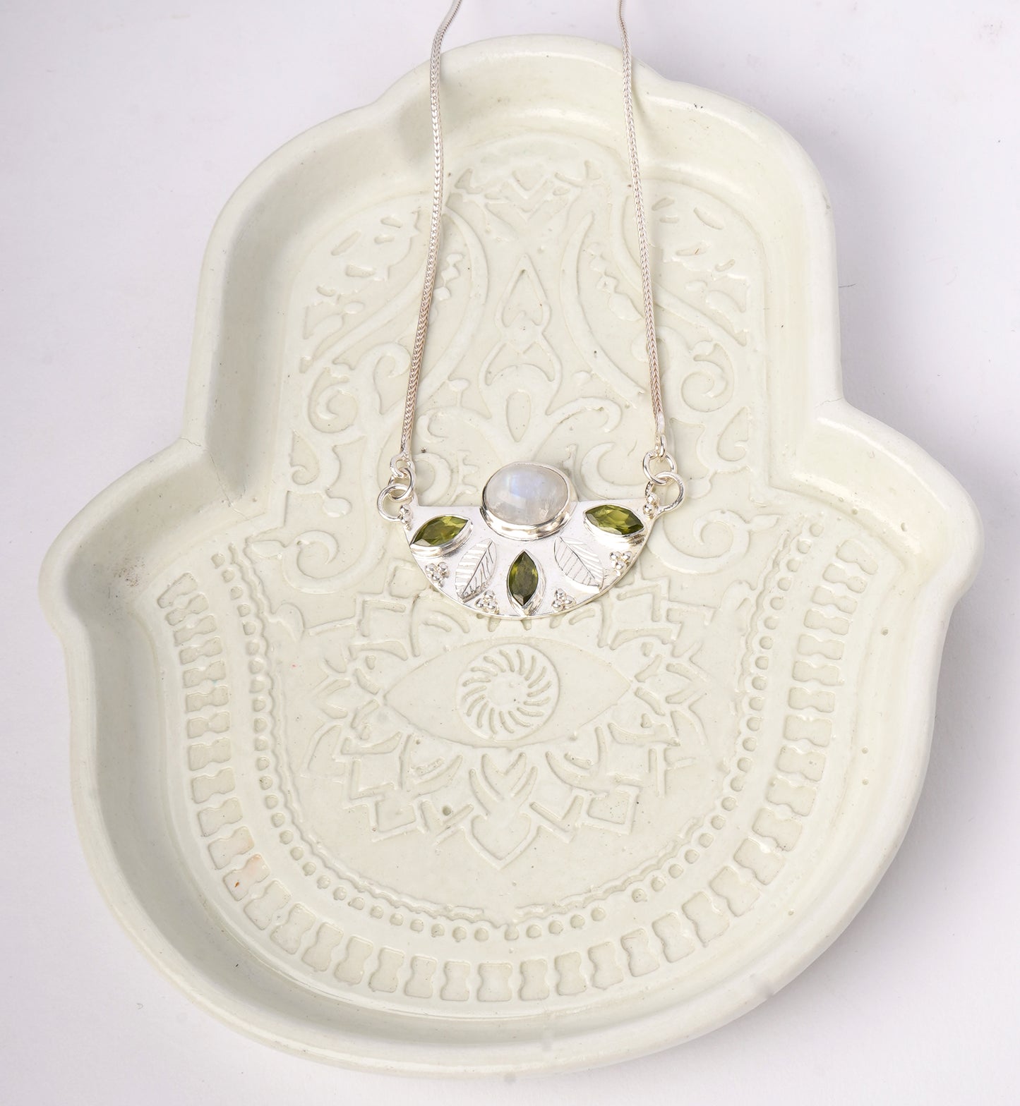 Rainbow Moonstone and Peridot Necklace
