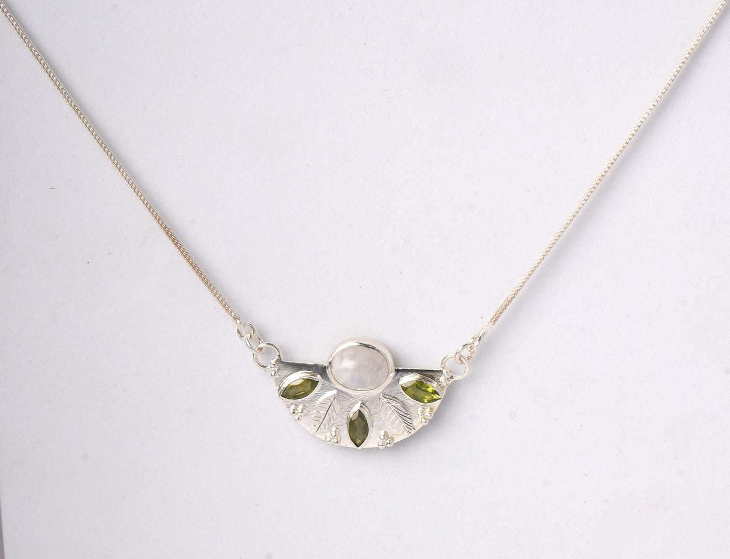 Rainbow Moonstone and Peridot Necklace