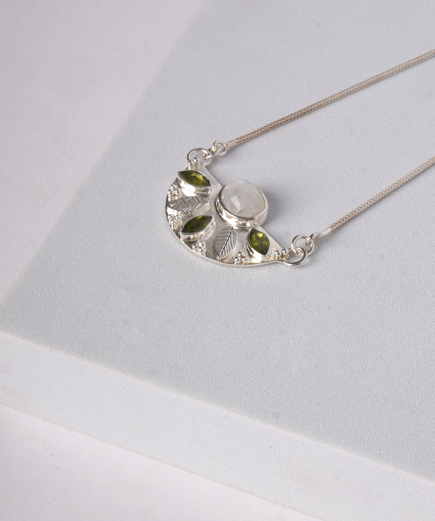 Rainbow Moonstone and Peridot Necklace