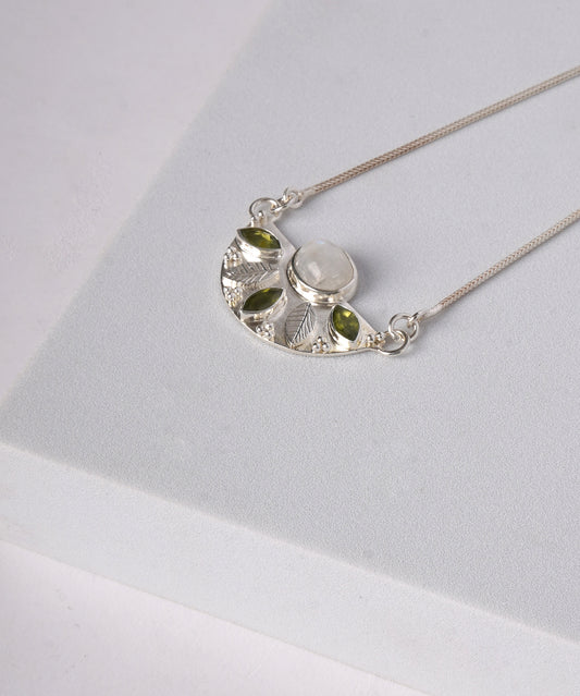 Rainbow Moonstone and Peridot Necklace