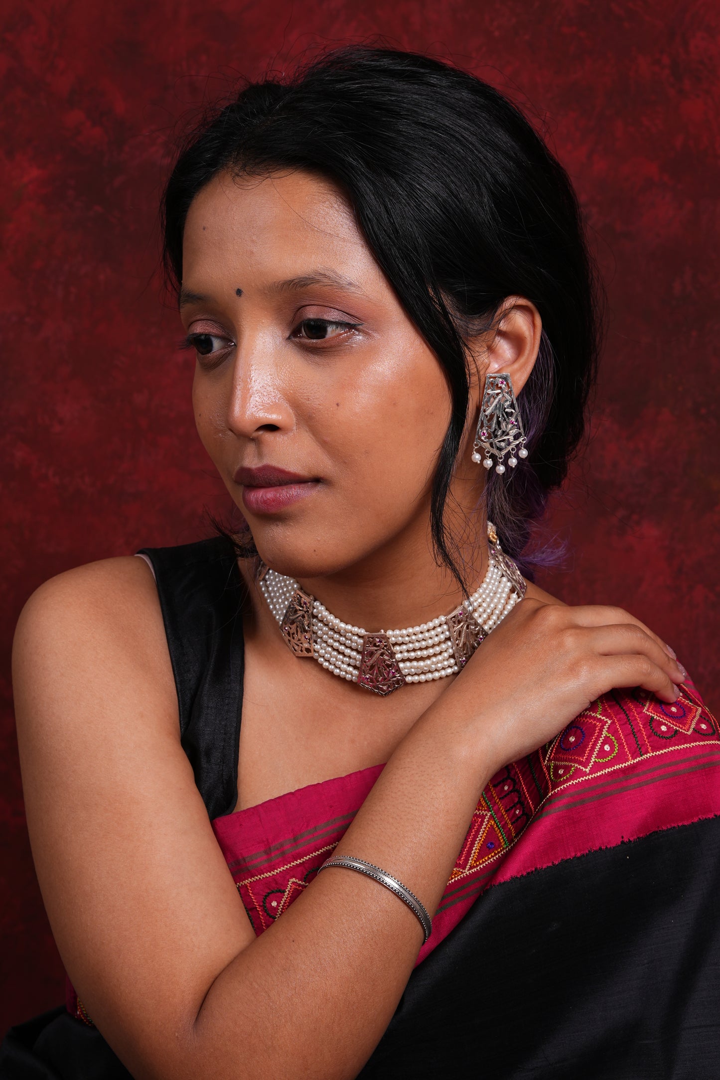 Aisha Purani Dilli Choker Set (Silver)