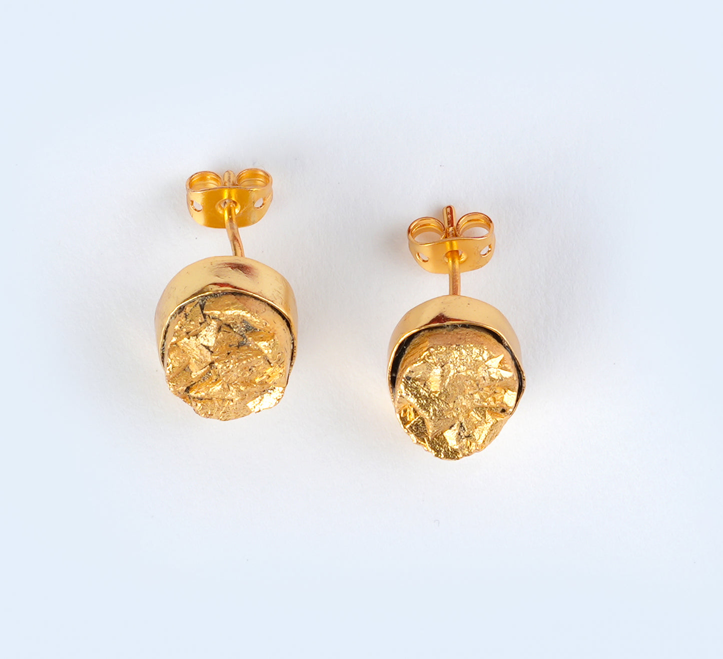 Gold-Dipped Pyrite Studs