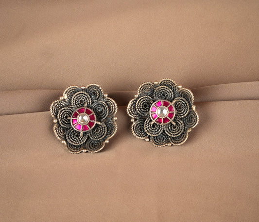 Blooming Flower Silver Studs