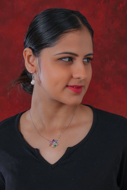 Silver Rainbow Wheel Necklace