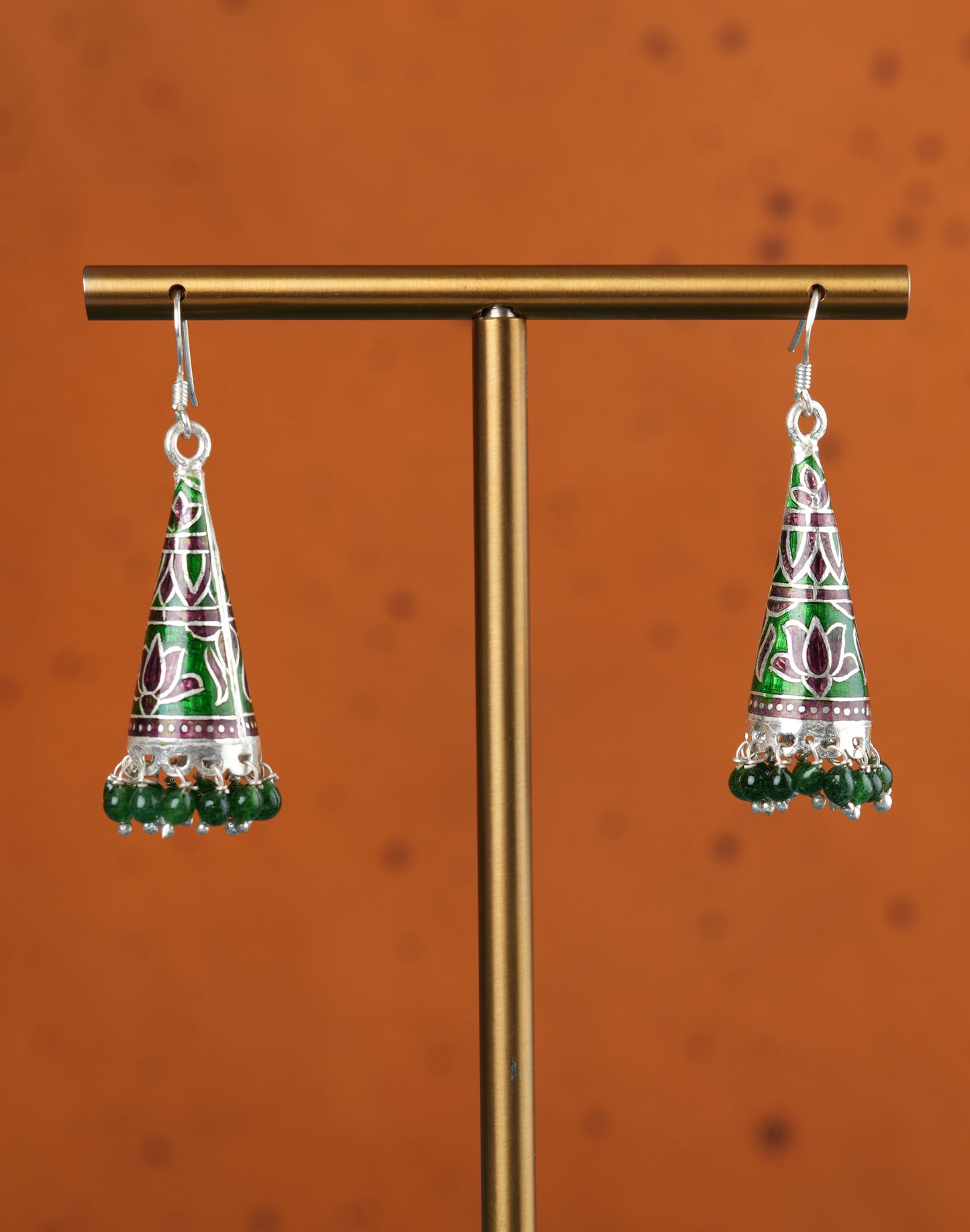 Green Meenakari Jhumkas