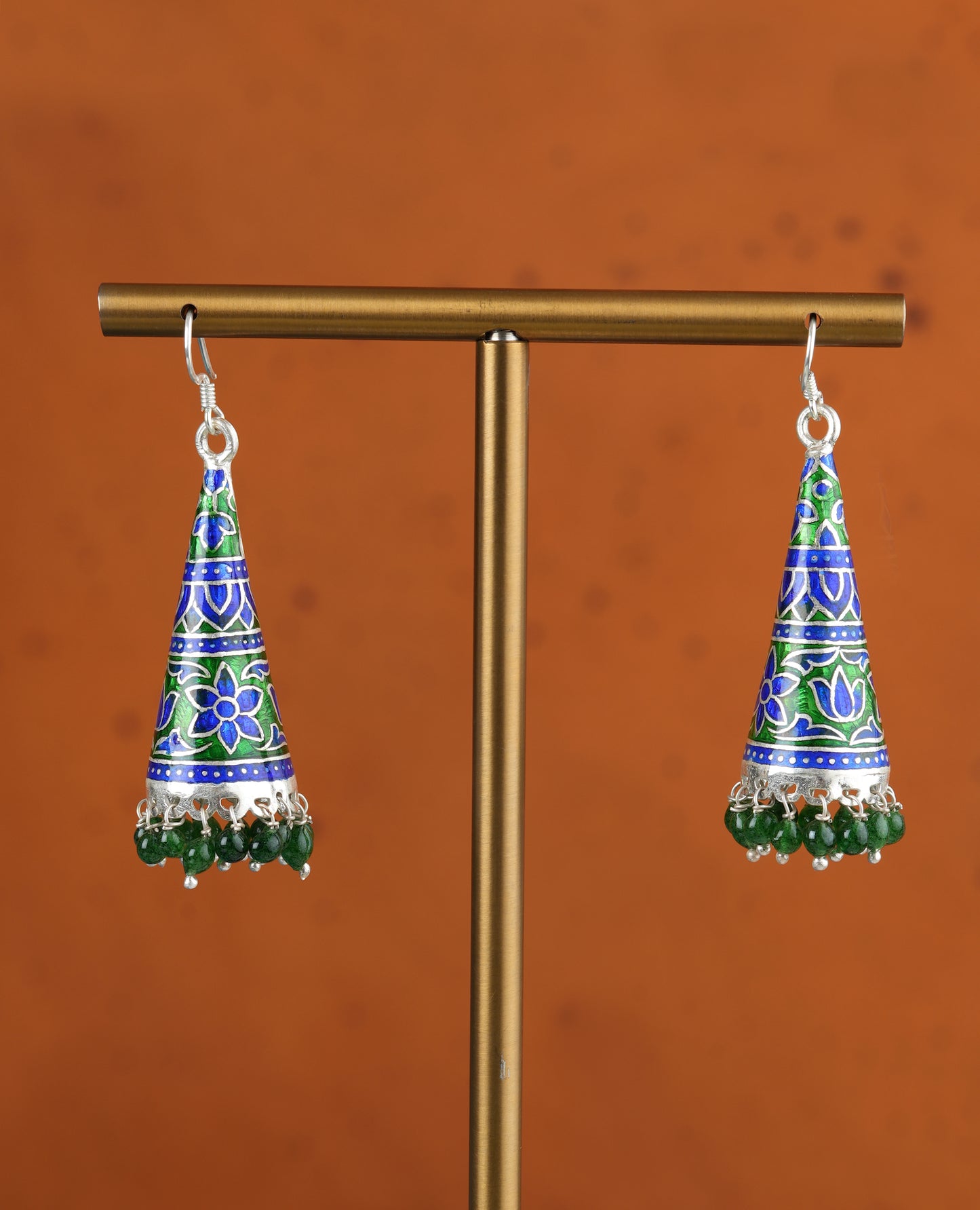 Meenakari Silver Jhumkas
