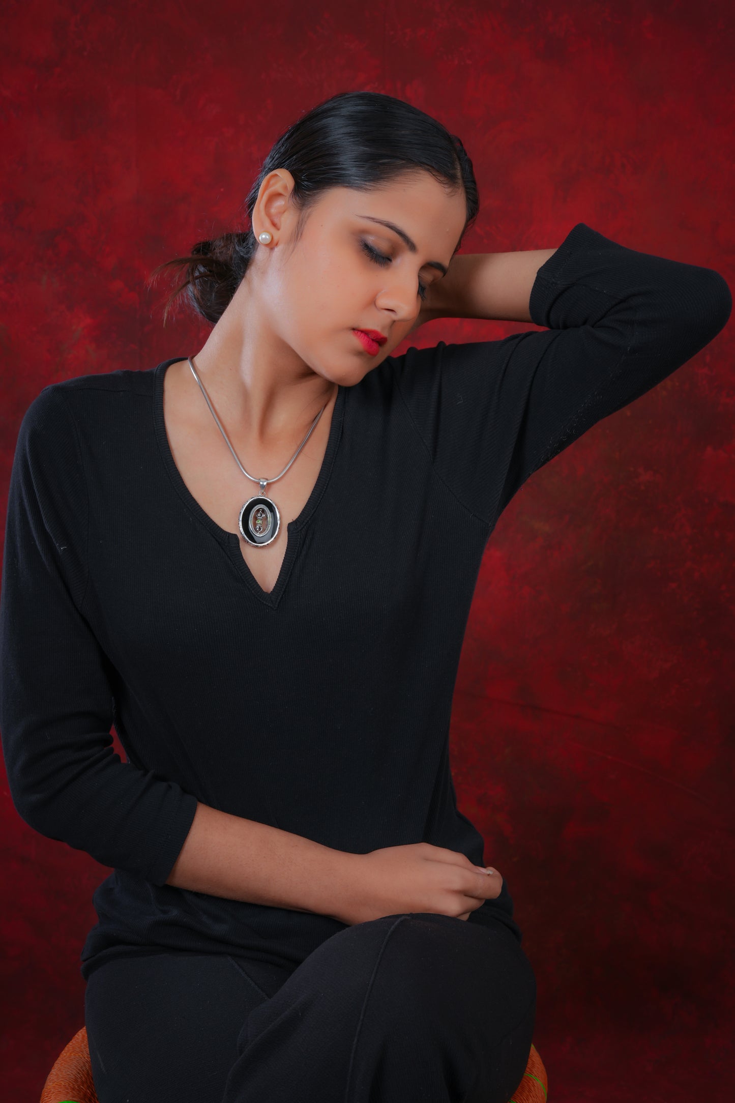 Silver Black Onyx Protection Pendant
