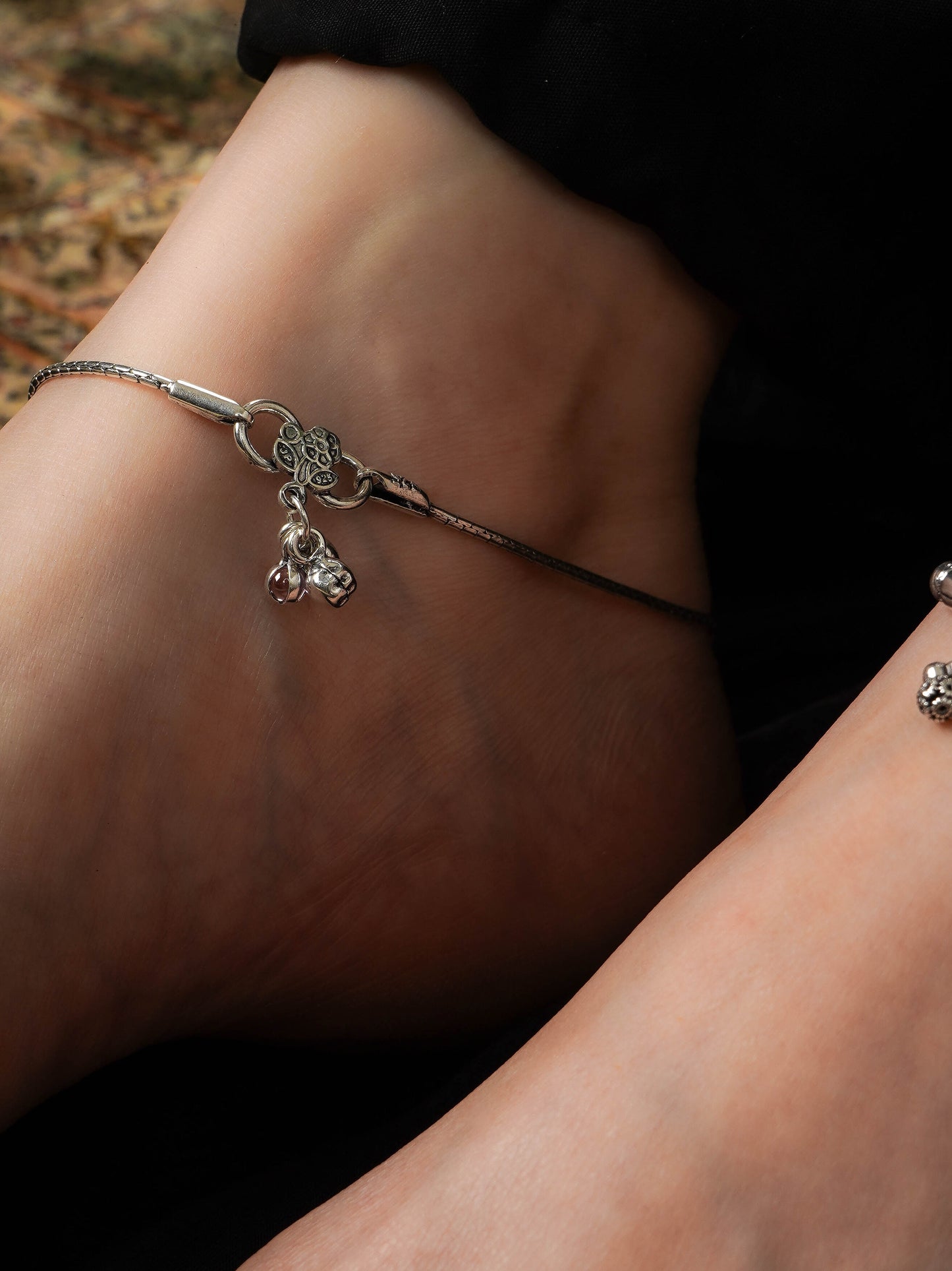 Silver Floral Anklet