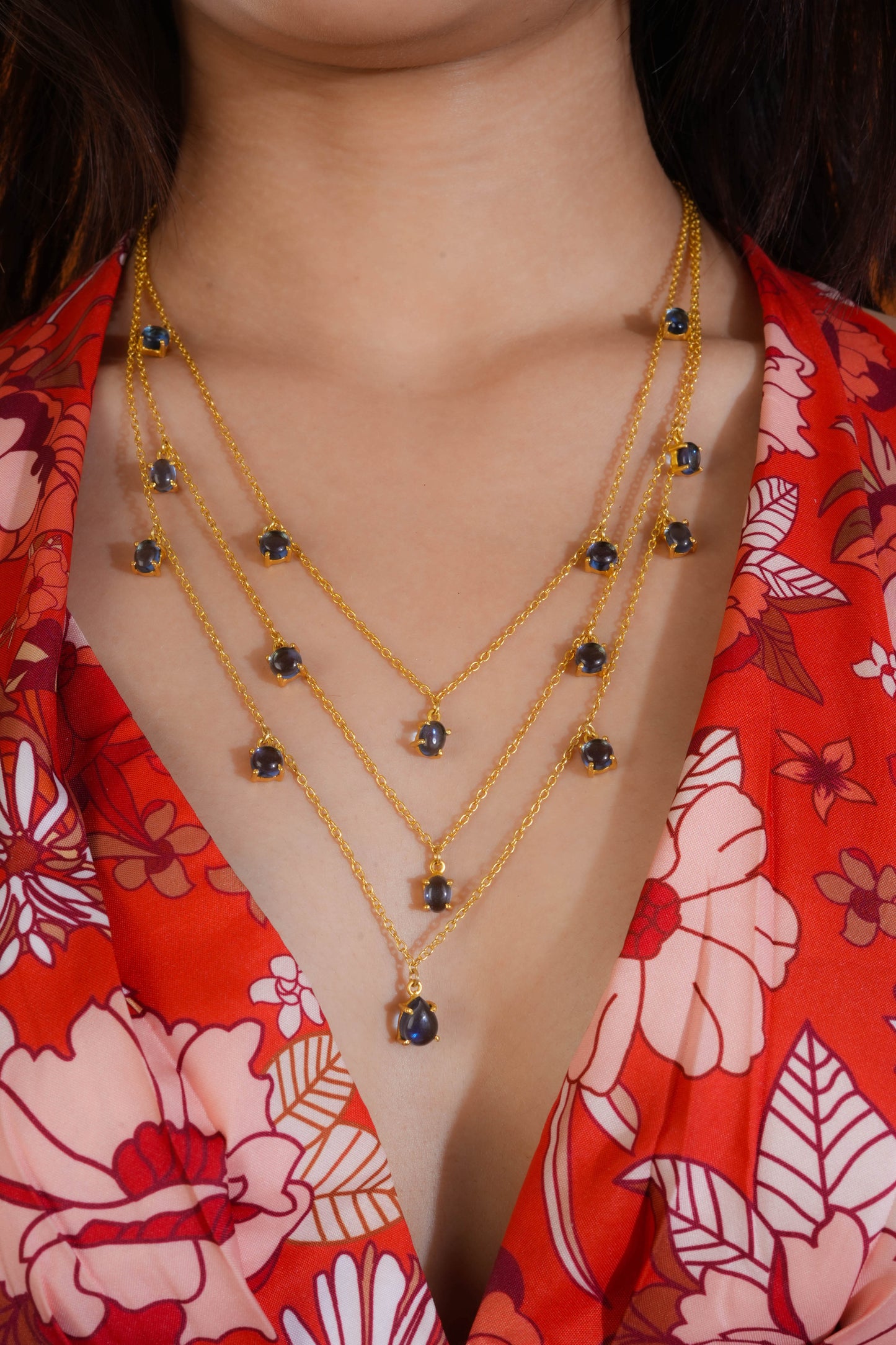 Blue Crystal Magic Layered Necklace
