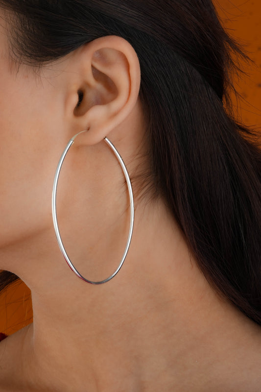 Big Silver Oval Hoops