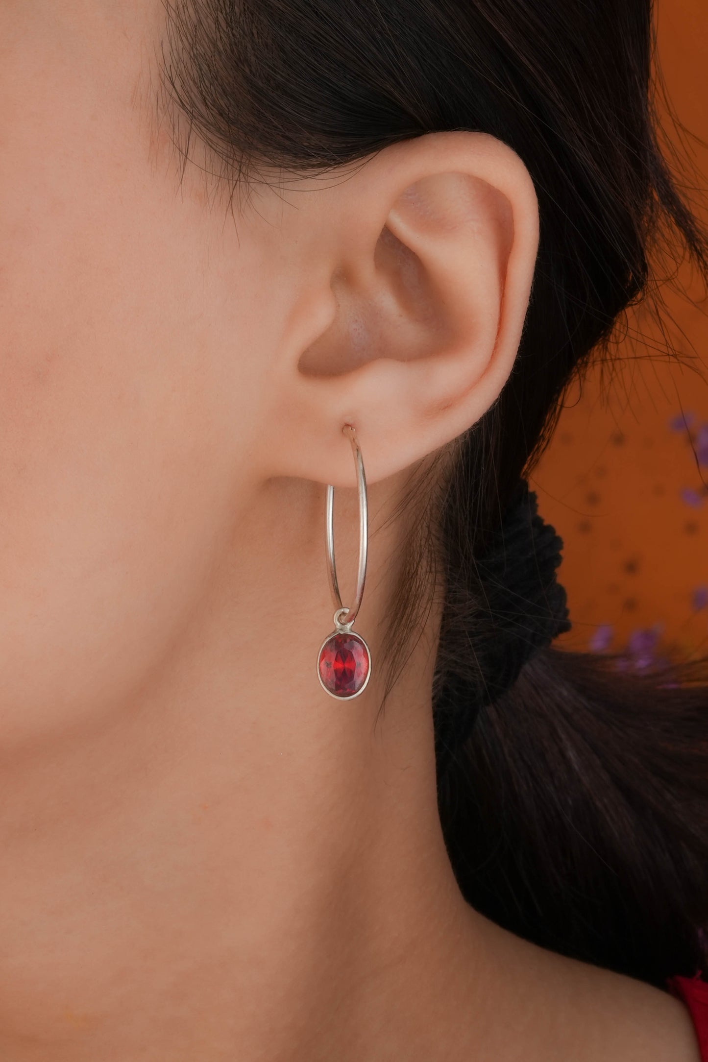 Ruby Red Drops In Silver Rings