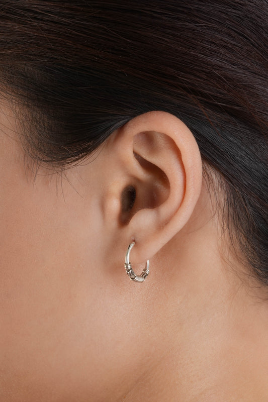 Silver Twisted Mini Hoops