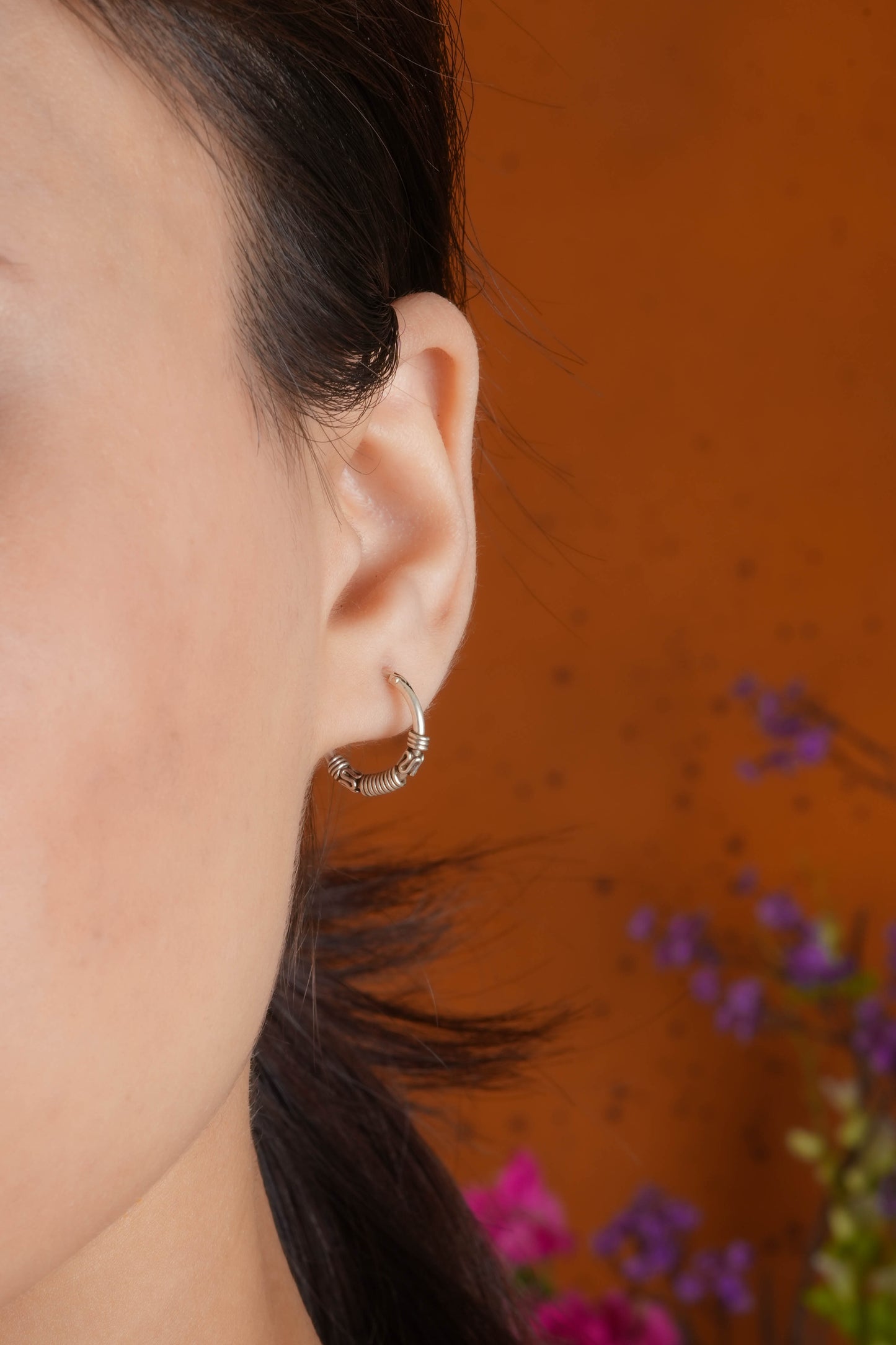 Silver Twisted Mini Hoops