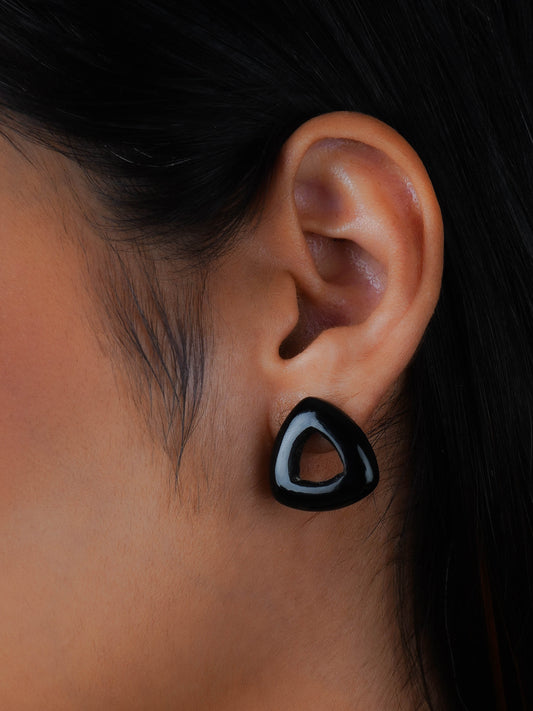 Black Onyx Triangle Studs