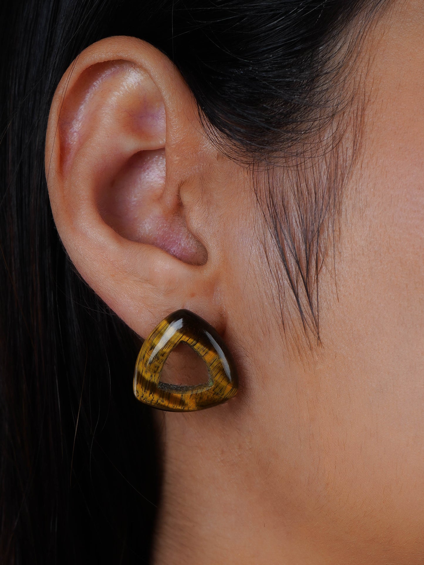 Tigerstone Triangle Studs