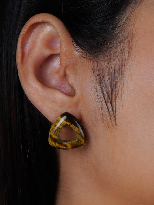 Tigerstone Triangle Studs