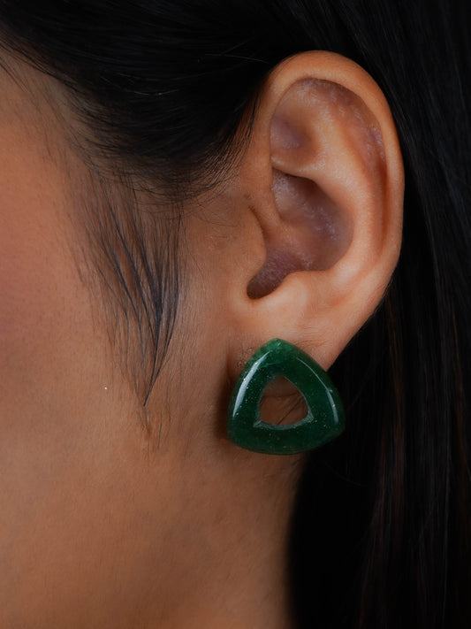 Green Onyx Triangle Studs