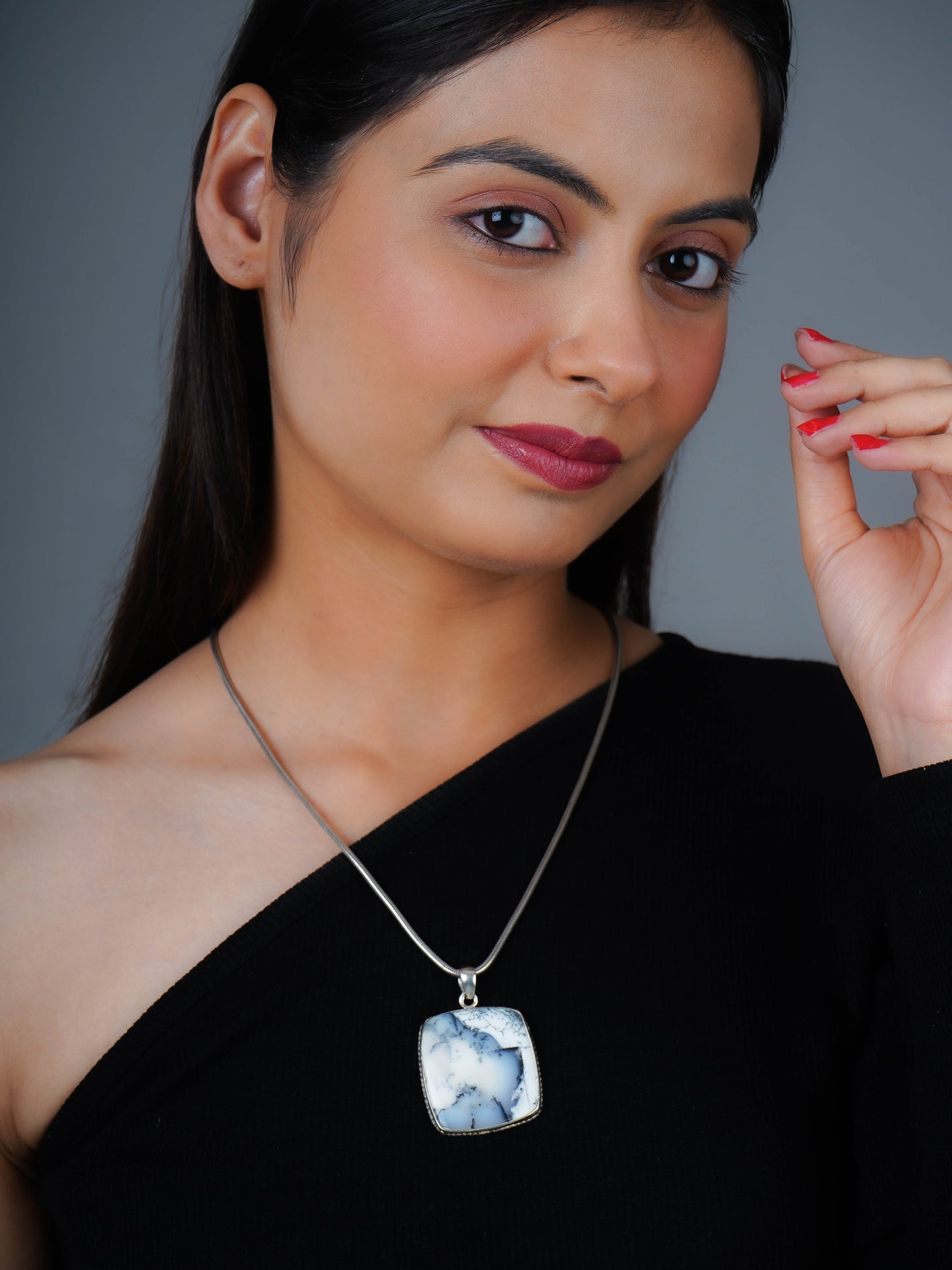 Dendrite Opal Silver Pendant