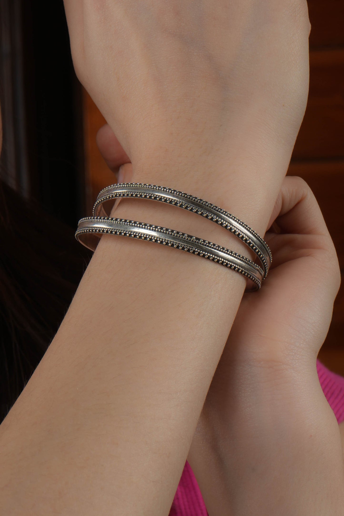 Silver Bangle Pair
