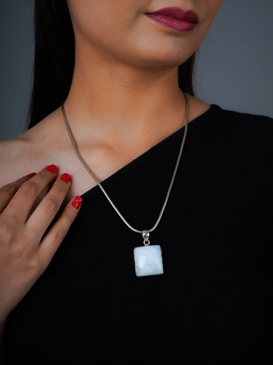 Lunar Grid Moonstone Pendant