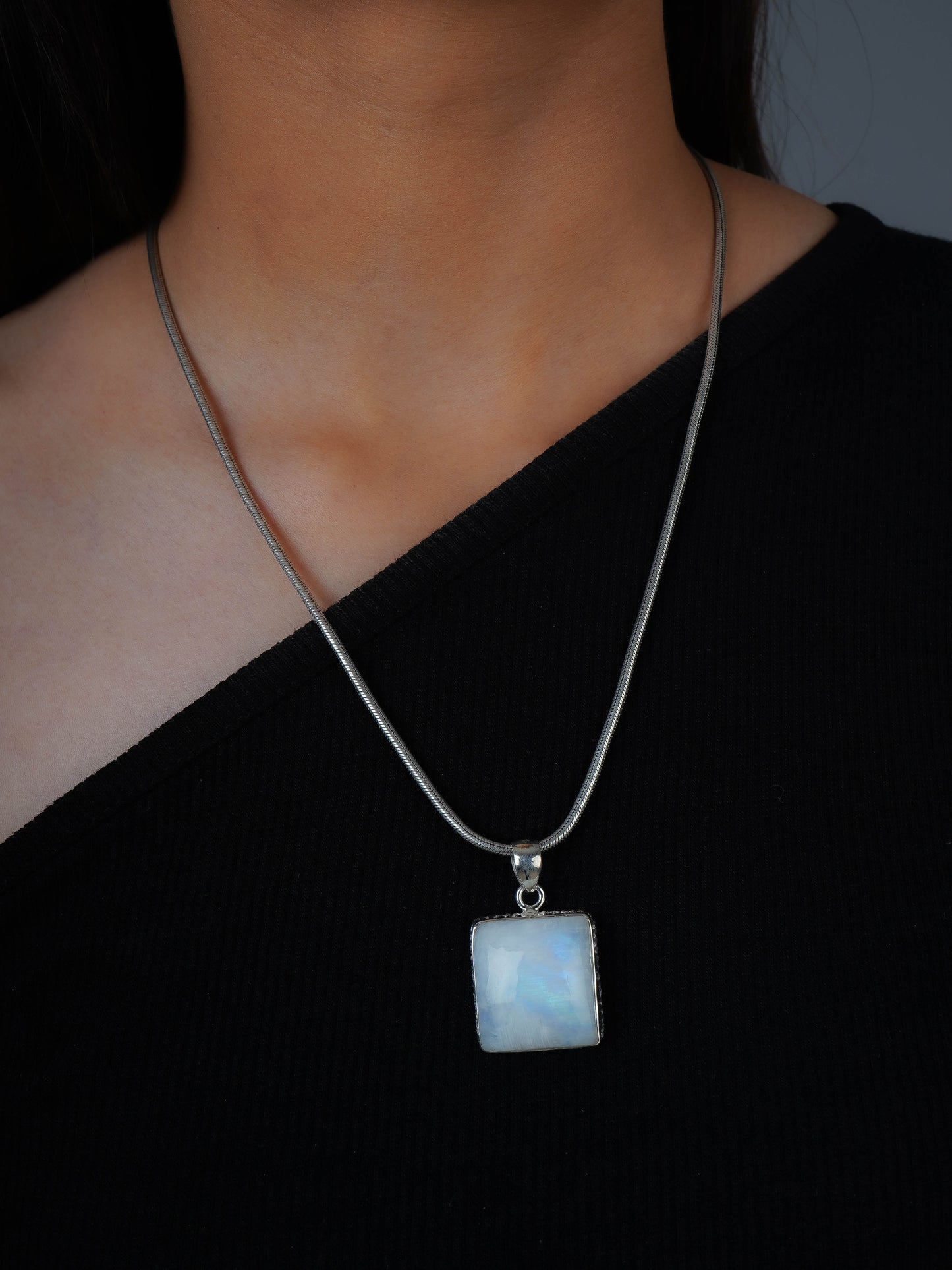 Lunar Grid Moonstone Pendant