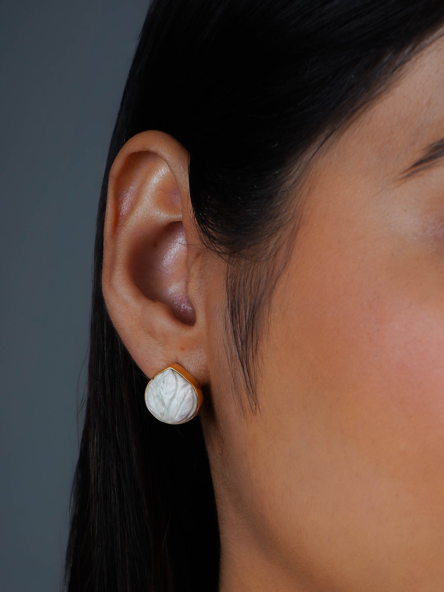 White Lotus Natural Stone Gold Plated Silver Set