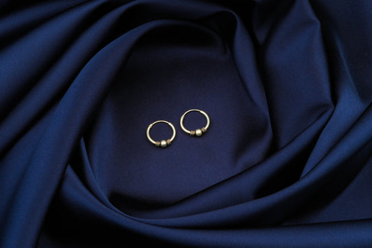 Ethnic Ball Silver Hoops