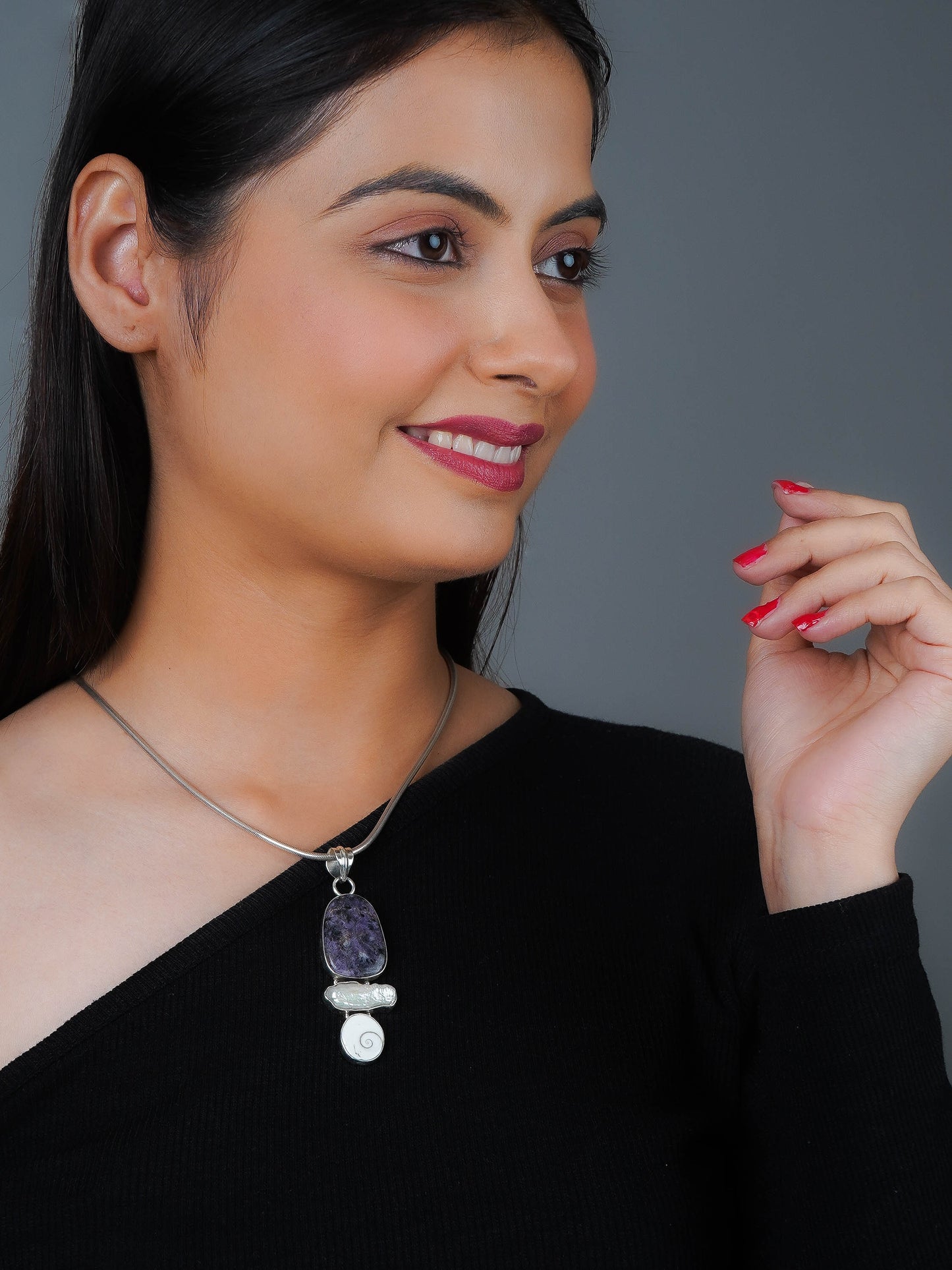 Amethyst Pearl Gomti Chakra Pendant