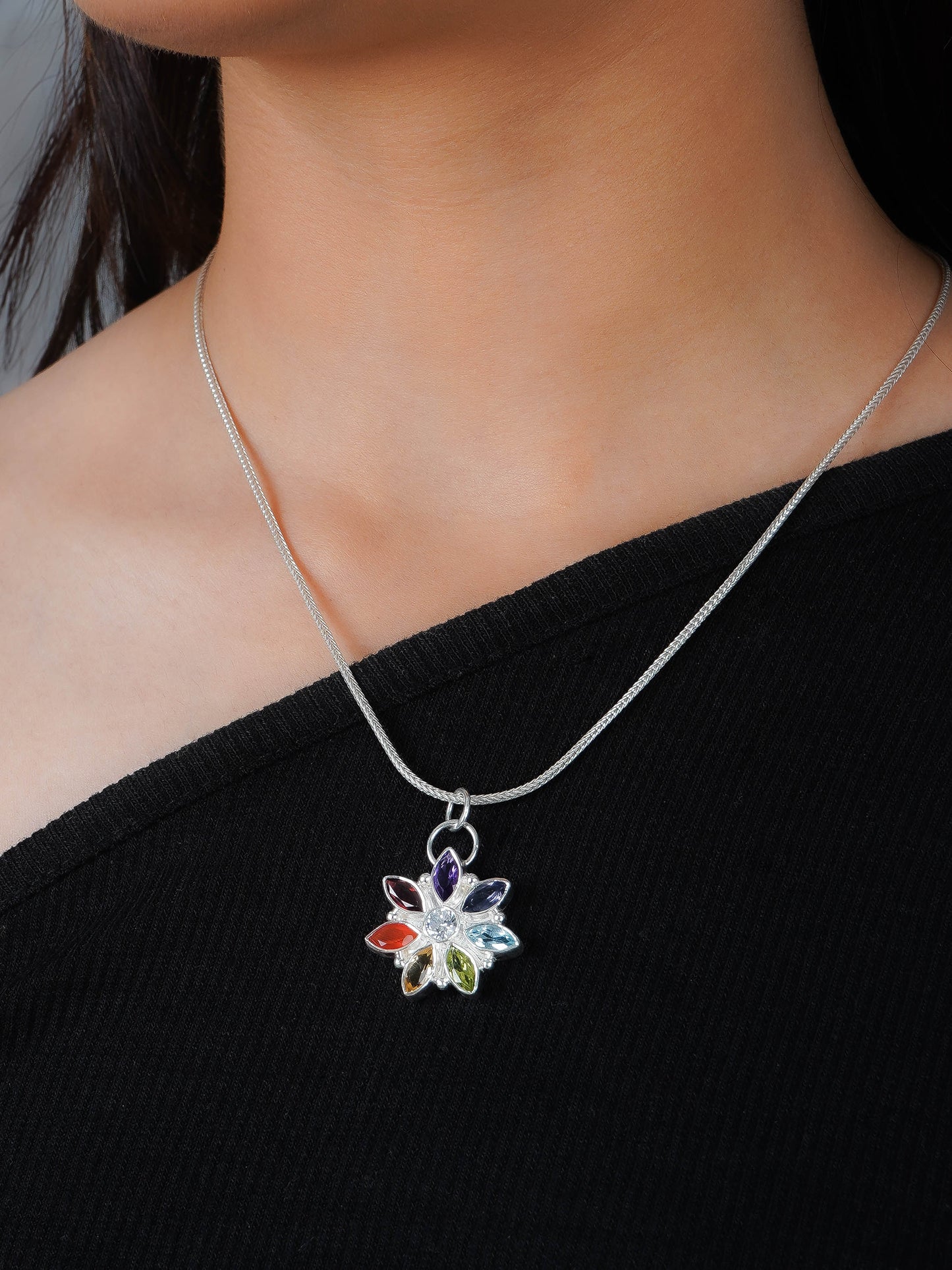 The Chakra Star Silver Pendant